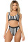 Black Athletic Striped Tank High Waist Bikini