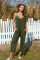 Green Spaghetti Straps Wide Leg Pocketed Jumpsuits