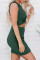 Green Twist Knot Front Cutout Bodycon Dress