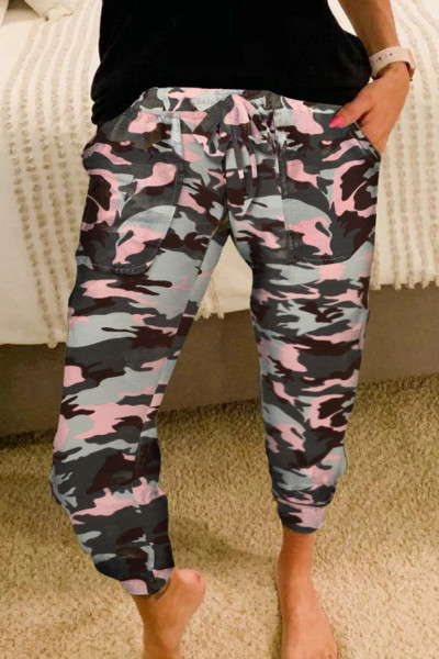 Pink Camouflage Casual Sports Pants