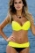 Sexy Yellow Padded Gather Push-up Bikini Set