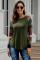 Color Block Long Sleeves Green Pullover Top