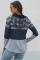 Gray Color Block Drawstring Hoodie