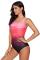 Red Gradient Criss Cross Back One Piece Swimsuit