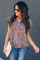 Brown V-neck Short Sleeve Fashion Print Fantasy Fluttering Blouse