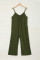 Green Spaghetti Straps Wide Leg Pocketed Jumpsuits