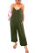 Green Spaghetti Straps Wide Leg Pocketed Jumpsuits