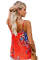 Orange Floral Print Button Up Tank Top