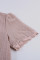 Pink Lace Splicing V-Neck Swiss Dot Short Sleeve Top