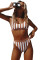 Brown Athletic Striped Tank High Waist Bikini