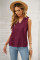 Wine Red Lace V Neck Tank Top