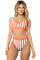 Orange Athletic Striped Tank High Waist Bikini