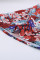 Blue V-neck Short Sleeve Fashion Print Fantasy Fluttering Blouse