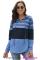 Sky Blue Color Block Drawstring Hoodie