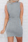 Gray Twist Knot Front Cutout Bodycon Dress