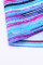 Blue Fuzzy Stripes Strappy Back Tankini Top