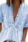 Sky Blue Frill Hem Ruffles Swiss Dot Top