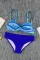 Sky Blue Twisted Bust Striped Bikini Set