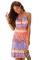 Purple Orange Bicolor Bohemian Print Keyhole Front Dress