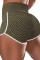 Green High Waist Honeycomb Contrast Stripes Butt Lifting Yoga Shorts