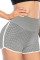 Gray High Waist Honeycomb Contrast Stripes Butt Lifting Yoga Shorts