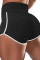 Black High Waist Honeycomb Contrast Stripes Butt Lifting Yoga Shorts