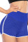 Blue High Waist Honeycomb Contrast Stripes Butt Lifting Yoga Shorts