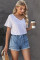 Sky Blue Casual Pocketed Frayed Denim Shorts