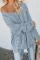 Sky Blue Love Letters Cable Knit Lace Up Sweater