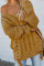 Yellow Love Letters Cable Knit Lace Up Sweater