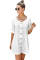 White V Neck Button Front Roll up Tab Sleeve Dress