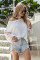 White Blossom Contrast Swiss Dot Knit Top