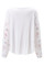 White Blossom Contrast Swiss Dot Knit Top