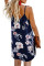 Blue Floral Pattern Buttoned Slip Cami Dress