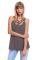 Gray Spaghetti Strap Tank Top with Caged Neckline