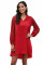Red Lace Long Sleeves Shift Above Knee Dress