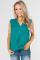 Green V-Neck Front Irregular Twist Hem Tank Top