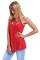 Red Spaghetti Strap Tank Top with Caged Neckline