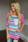Rosy Raglan Sleeve Lace Pocket Detail Printed Top
