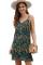 Black Floral Pattern Buttoned Slip Cami Dress