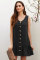 Black Pocketed Button Down Tank Dress