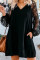 Black Lace Long Sleeves Shift Above Knee Dress