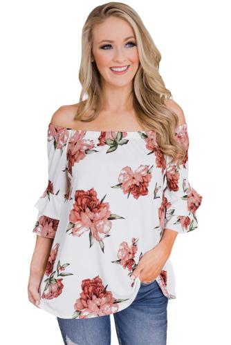 White Bring on The Floral Off The Shoulder Top