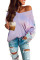 Purple Contrast Eyelet Thermal Knit Top