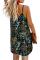 Black Floral Pattern Buttoned Slip Cami Dress