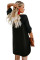 Black V Neck Button Front Roll up Tab Sleeve Dress