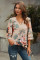 Apricot 3/4 Flared Sleeve Floral Blouse