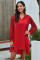 Red Lace Long Sleeves Shift Above Knee Dress
