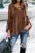 Brown Lantern Sleeve Lace Up Blouse