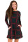 Contrast Elbow Patch Green Plaid Swing Dress